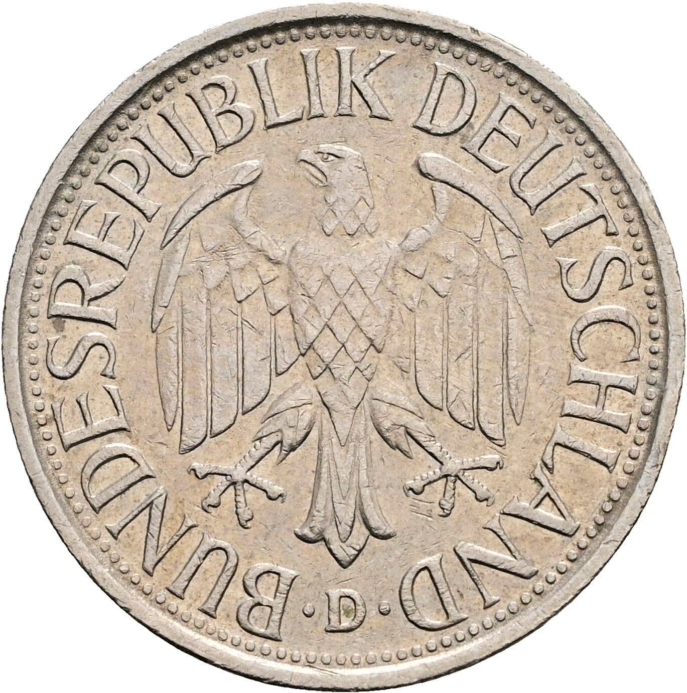 1 Deutsche Mark 1977 D – Rückseite