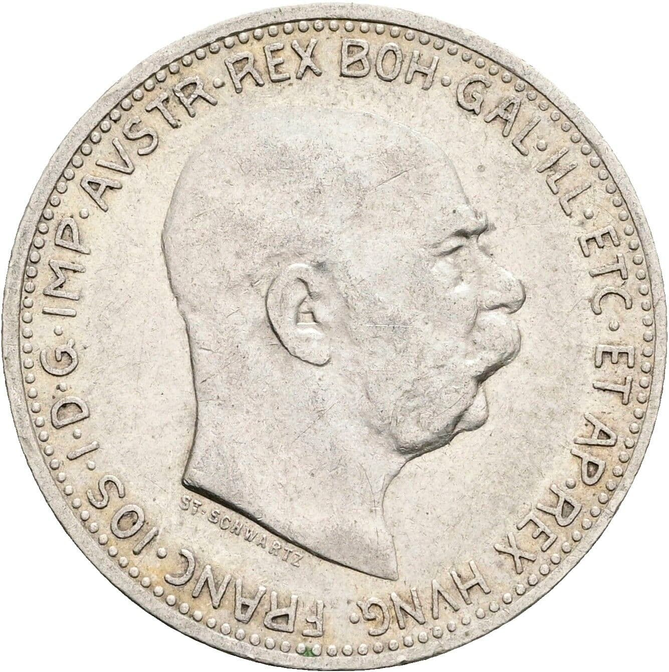 1 Krone Franz Joseph I. 1848-1916 1912 – Vorderseite