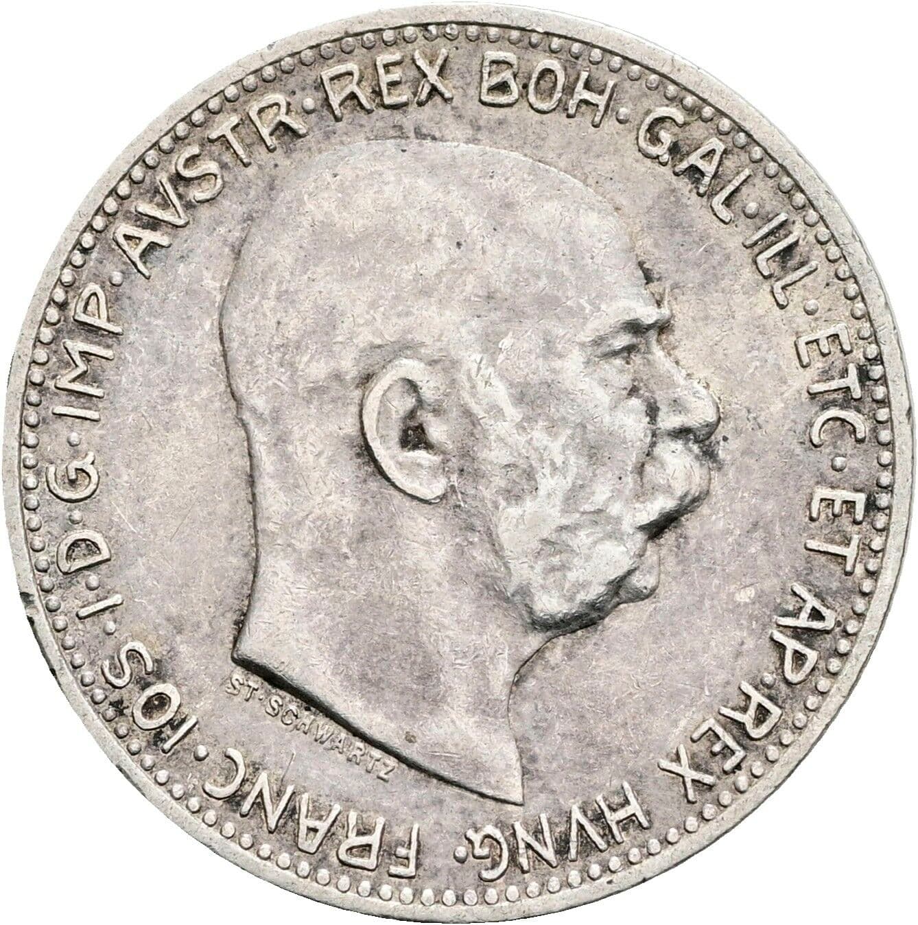 1 Krone Franz Joseph I. 1848-1916 1913 Wien – Vorderseite