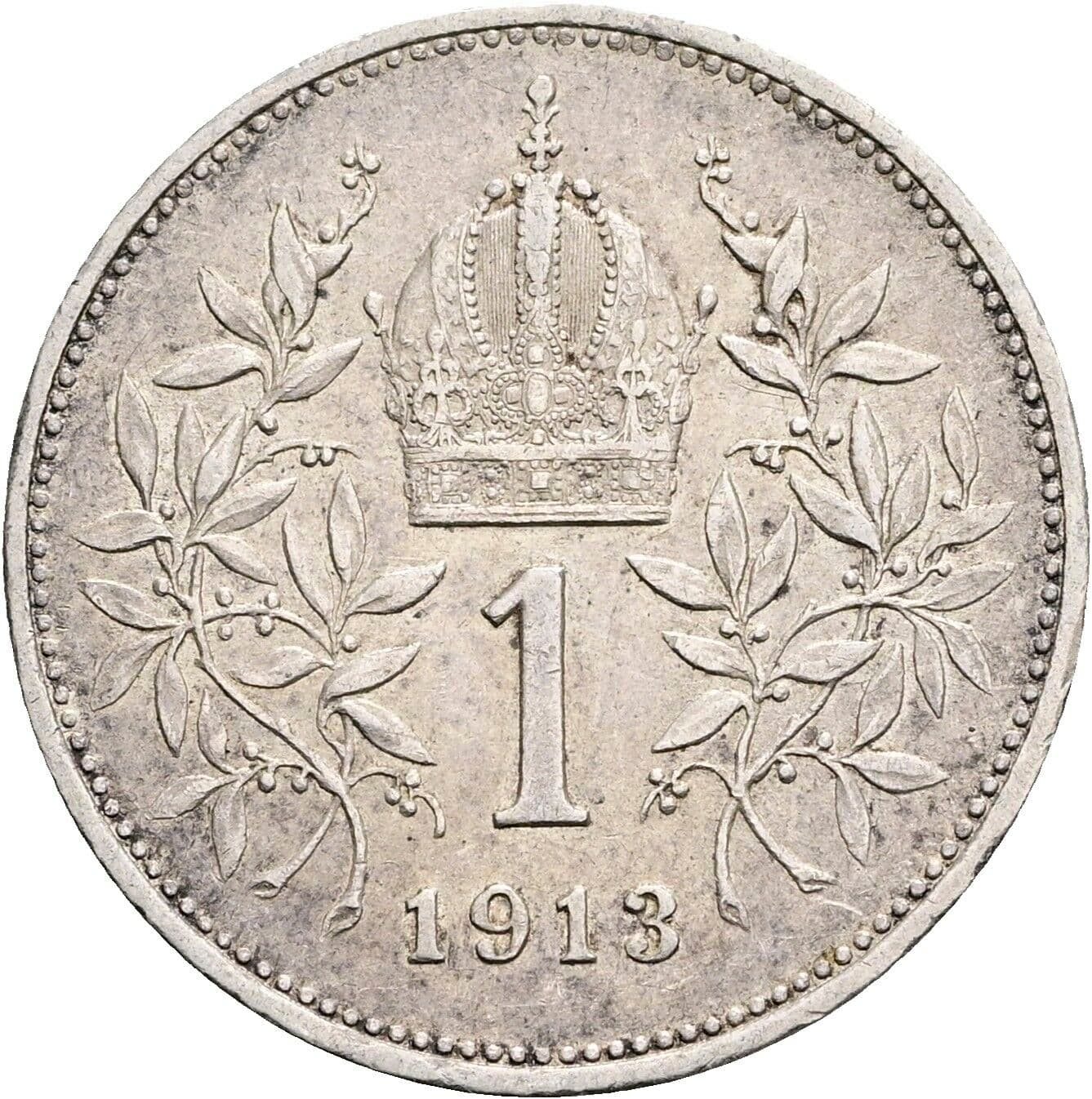 1 Krone Franz Joseph I. 1848-1916 1913 Wien – Rückseite