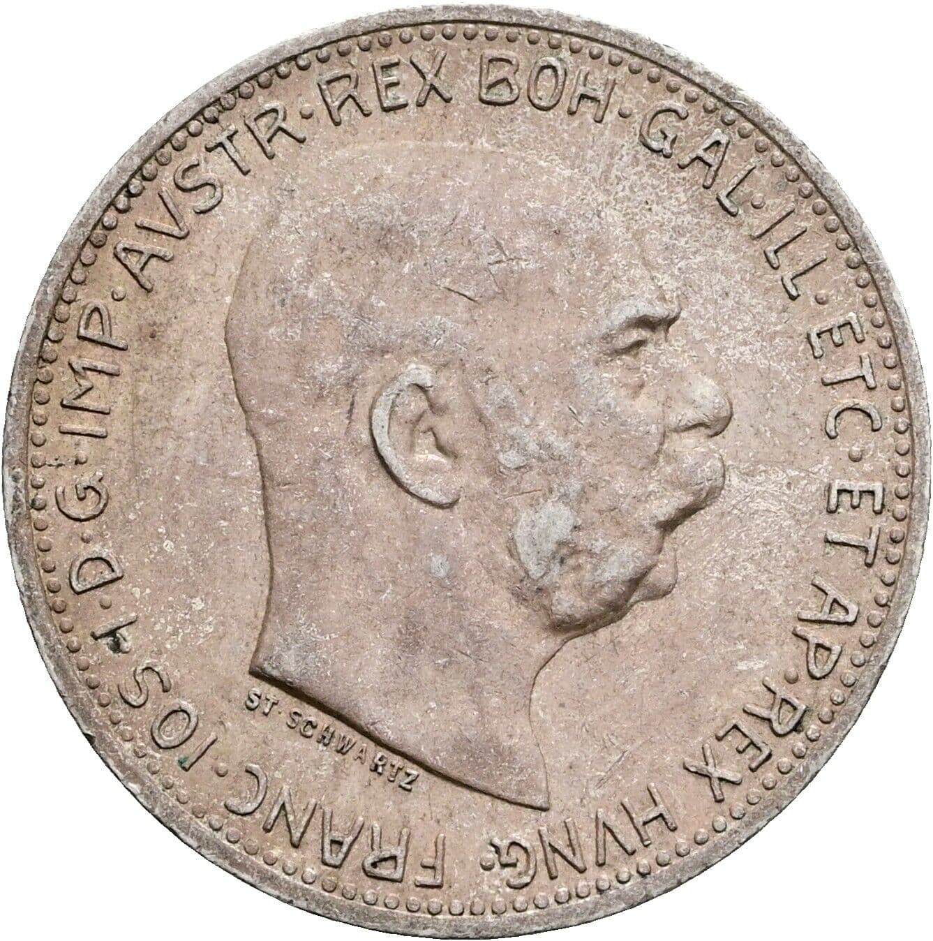1 Krone Franz Joseph I. 1848-1916 1914 – Vorderseite