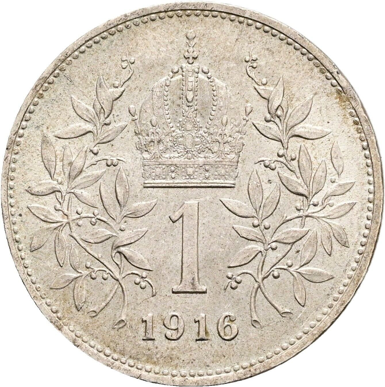 1 Krone Franz Joseph I. 1848-1916 1916 – Rückseite