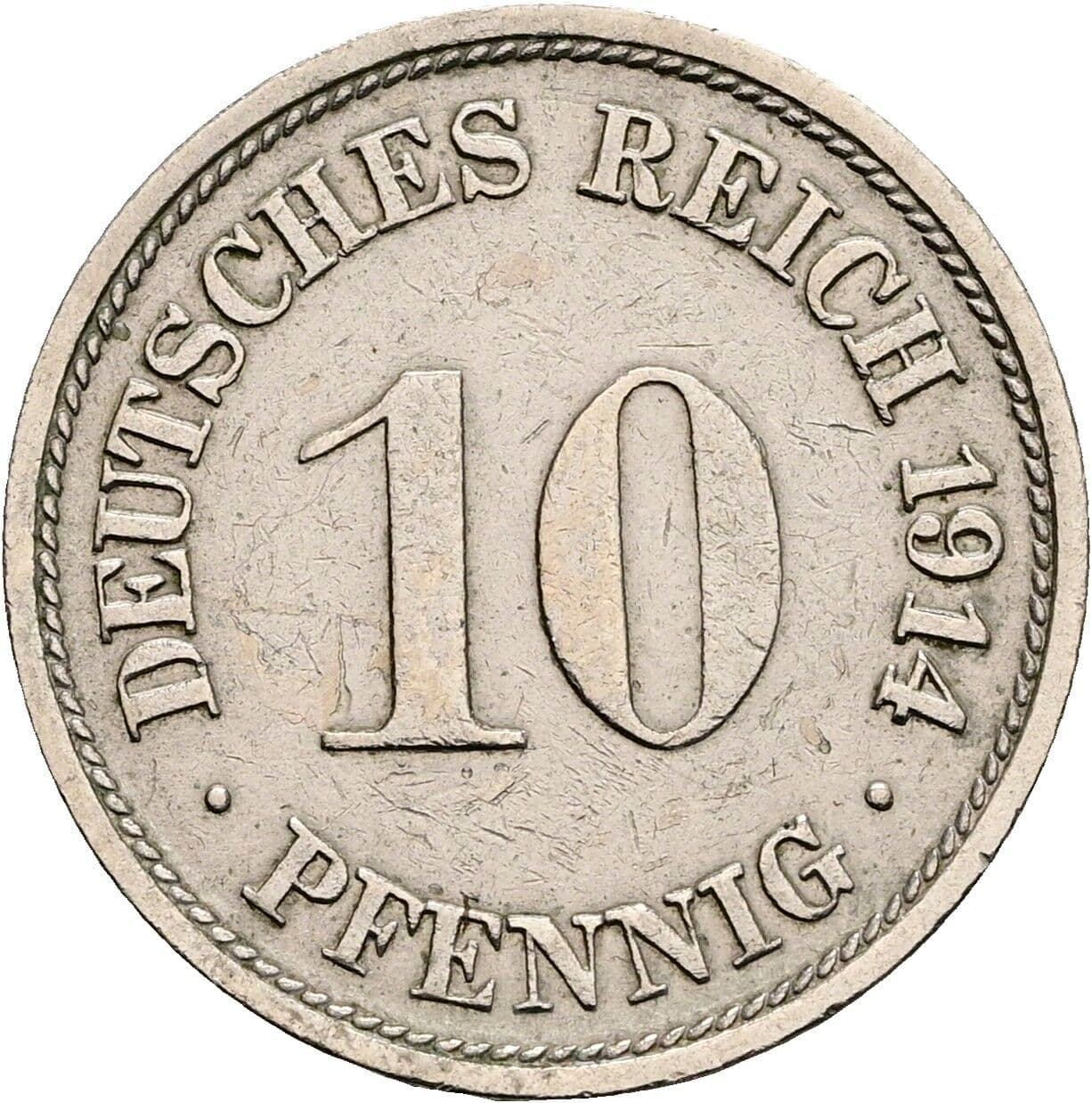 10 Pfennig 1914 F – Vorderseite