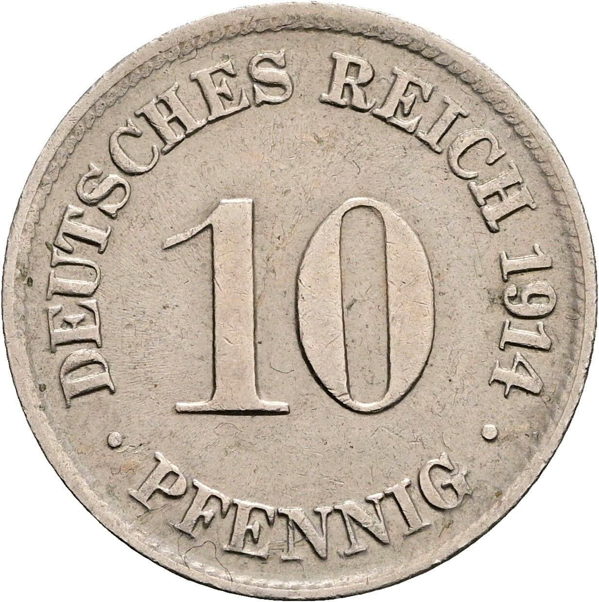 10 Pfennig 1914 D – Vorderseite