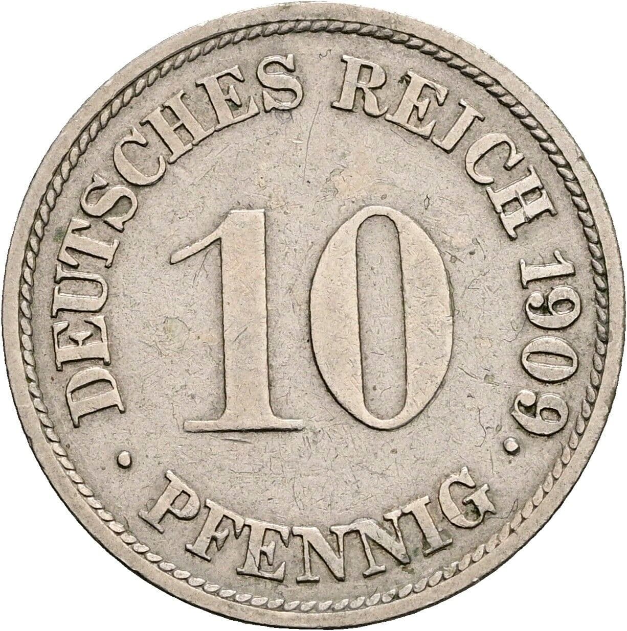10 Pfennig 1909 G – Vorderseite