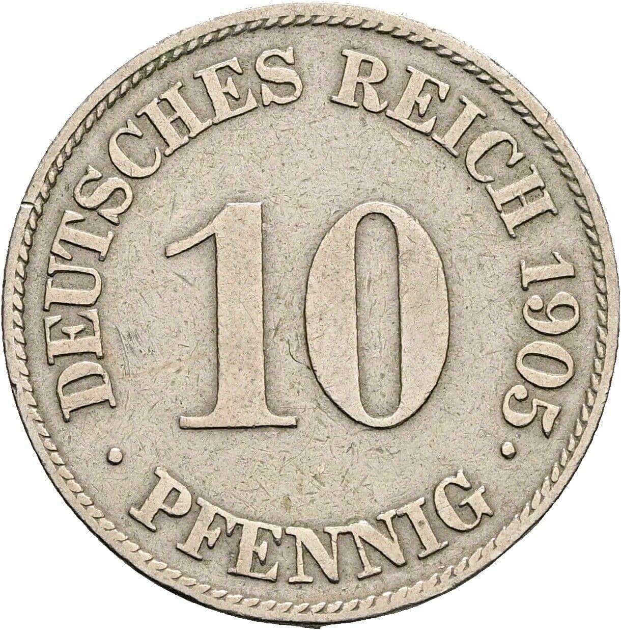 10 Pfennig 1905 J – Vorderseite