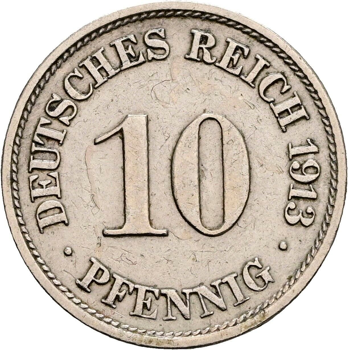 10 Pfennig 1913 J – Vorderseite