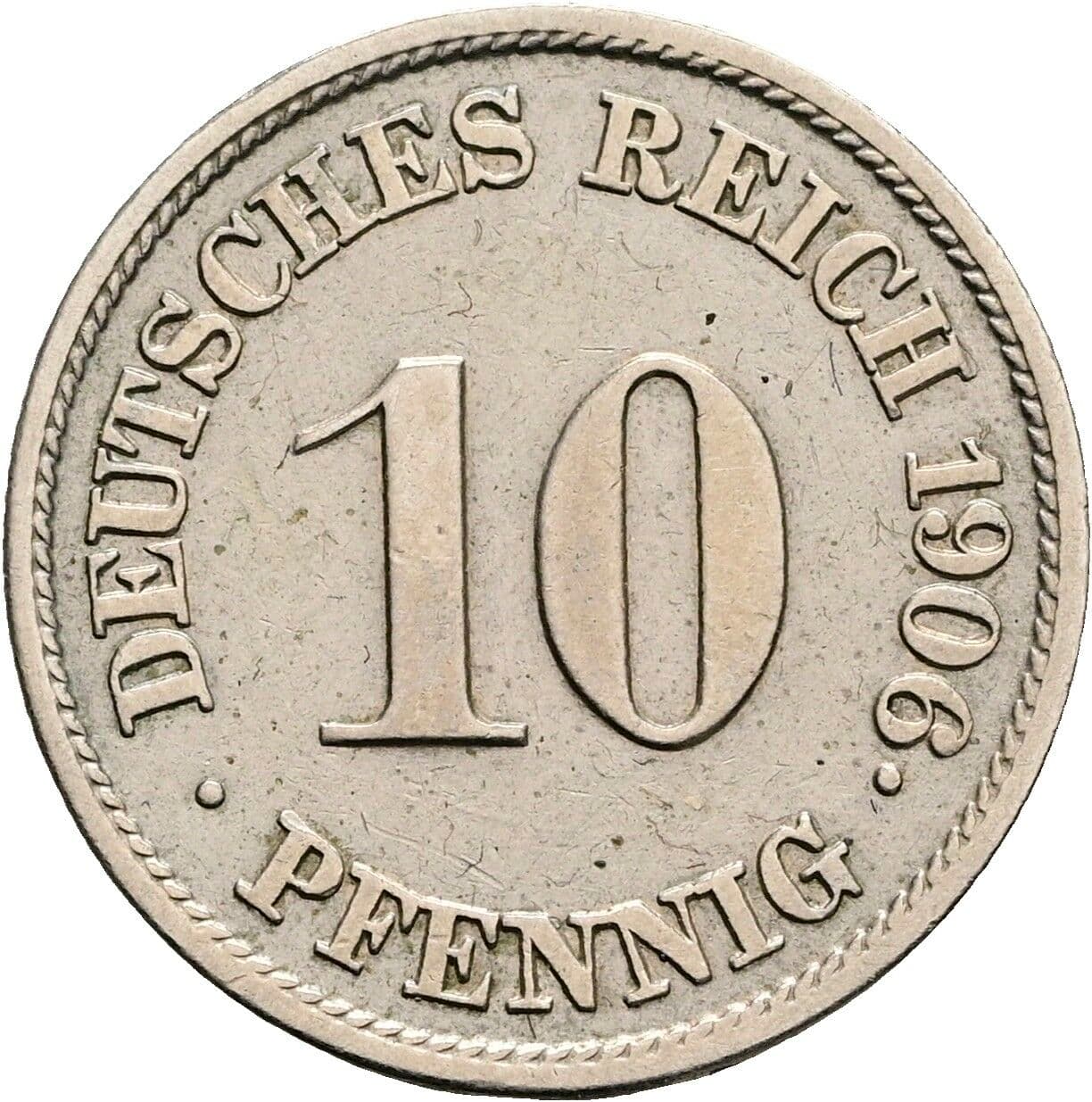 10 Pfennig 1906 J – Vorderseite