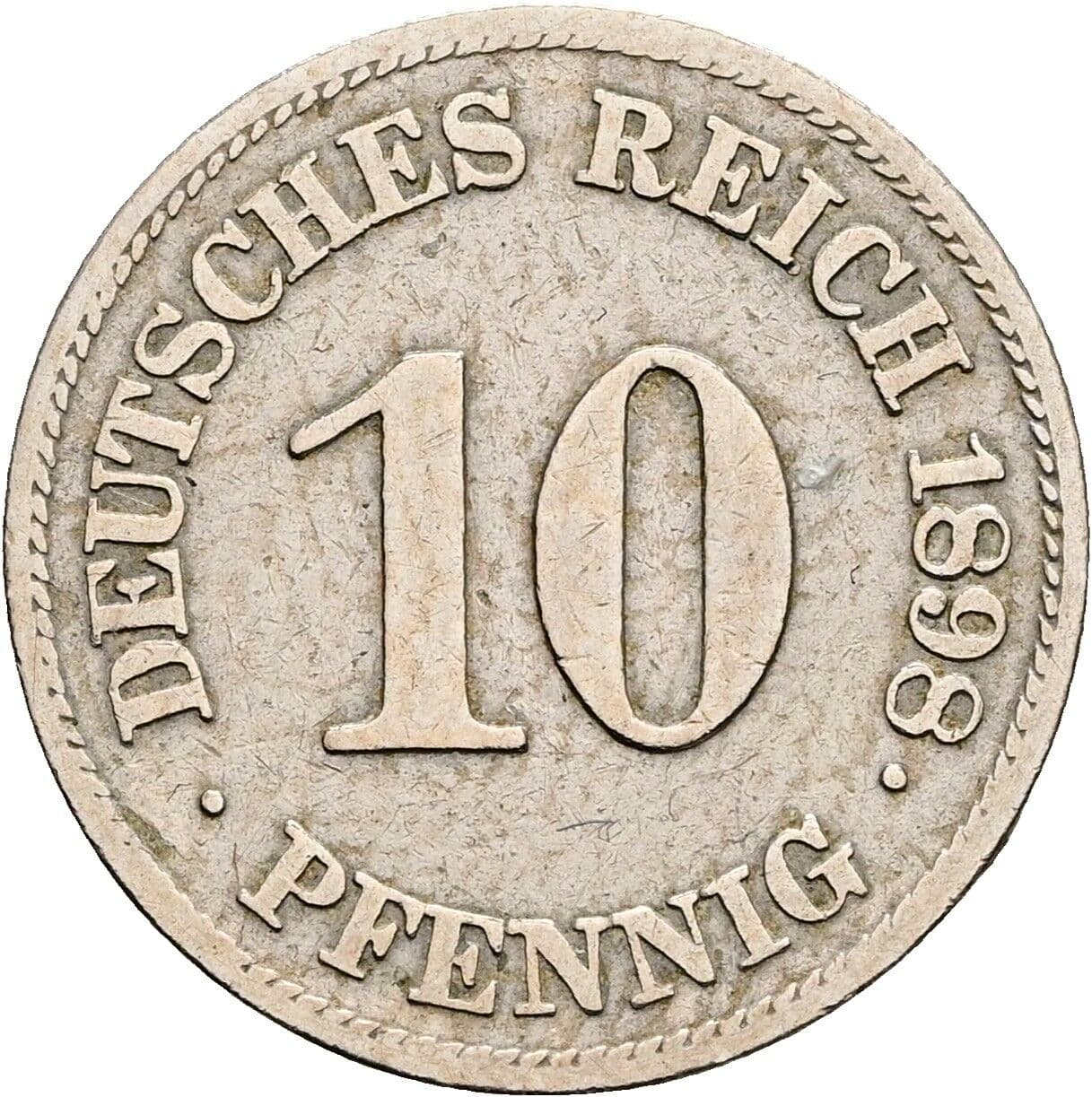 10 Pfennig 1898 E – Vorderseite