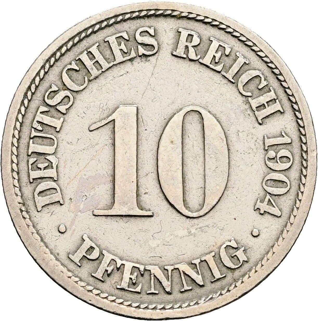10 Pfennig 1904 F – Vorderseite