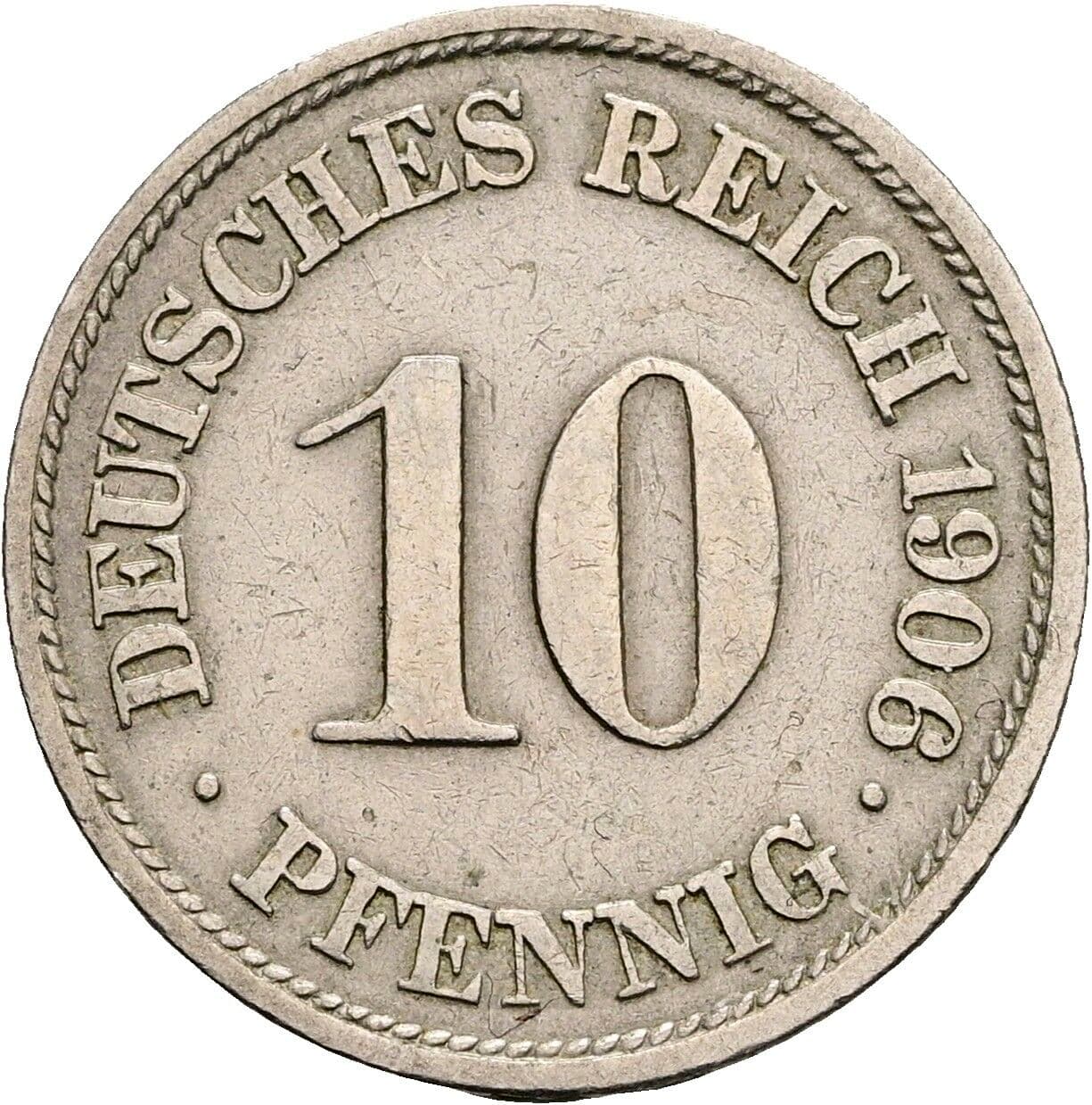 10 Pfennig 1906 F – Vorderseite