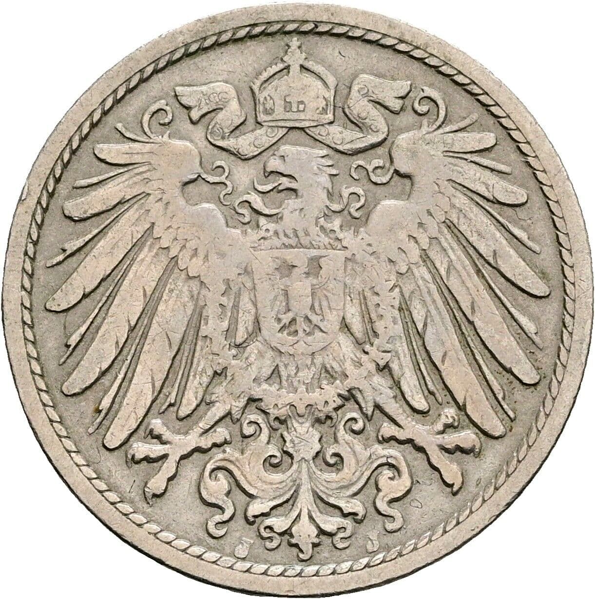 10 Pfennig 1905 J – Rückseite