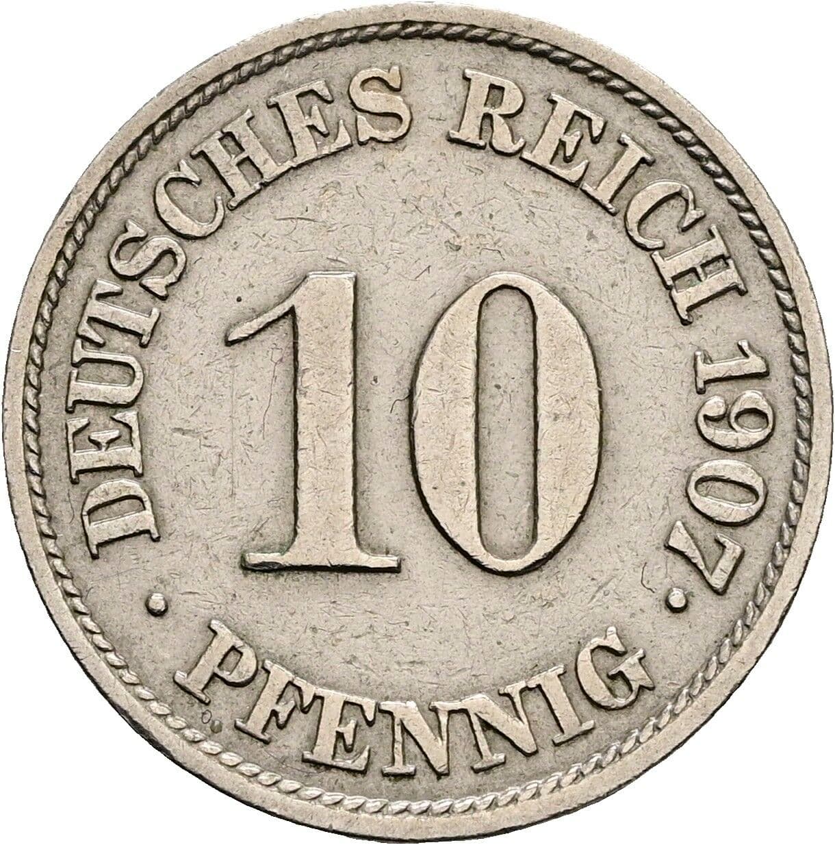 10 Pfennig 1907 J – Vorderseite