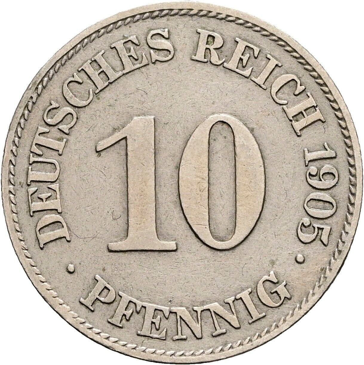 10 Pfennig 1905 E – Vorderseite