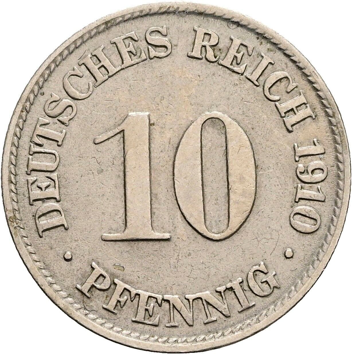 10 Pfennig 1910 D – Vorderseite