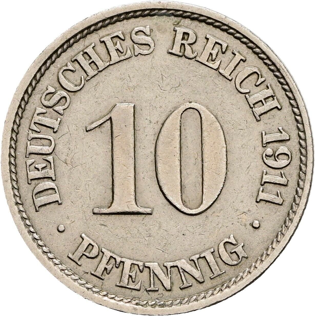 10 Pfennig 1911 J – Vorderseite