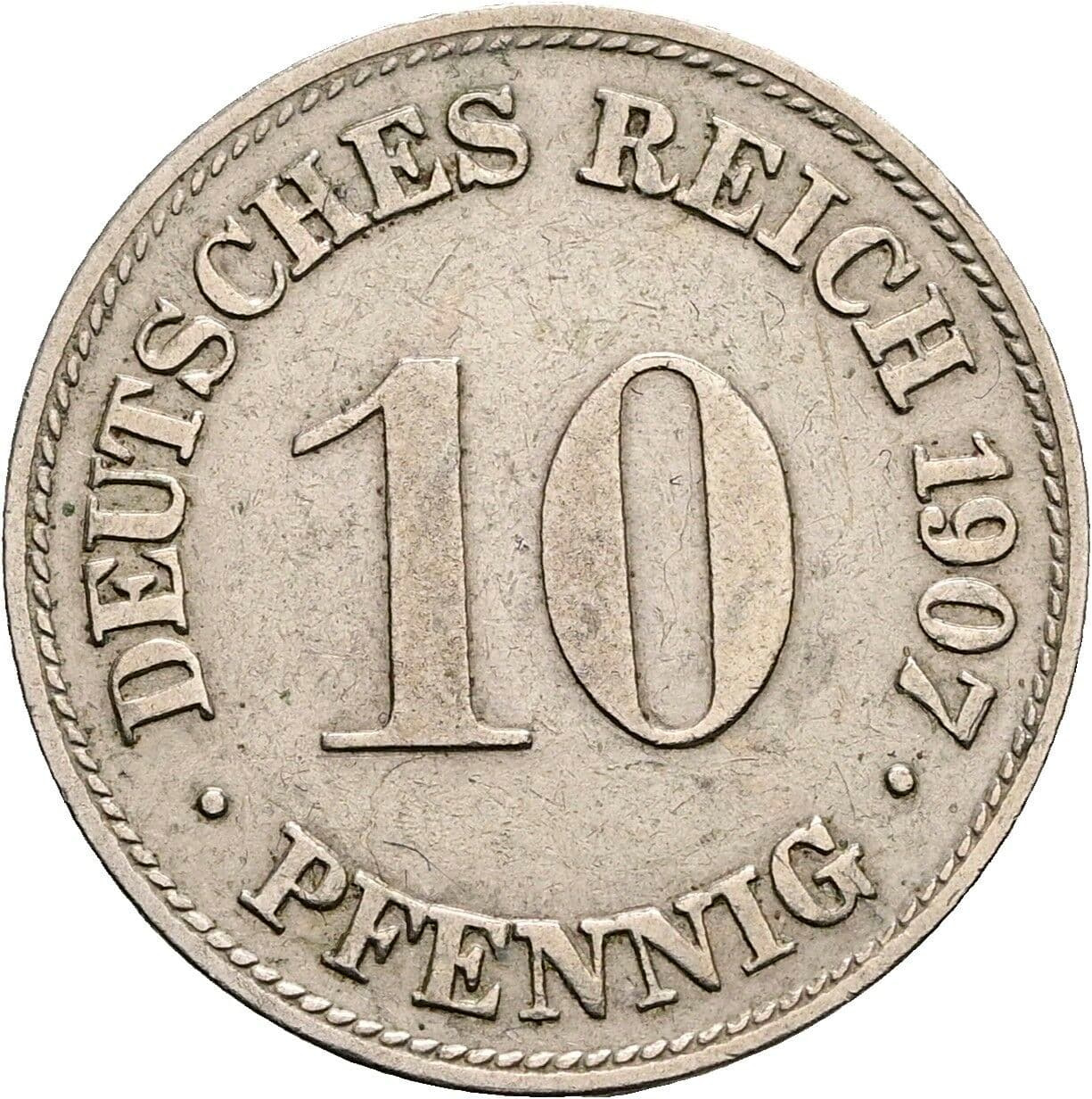 10 Pfennig 1907 D – Vorderseite