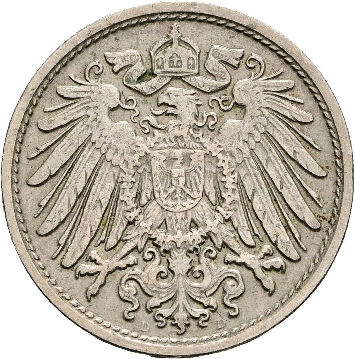 10 Pfennig 1907 D – Rückseite