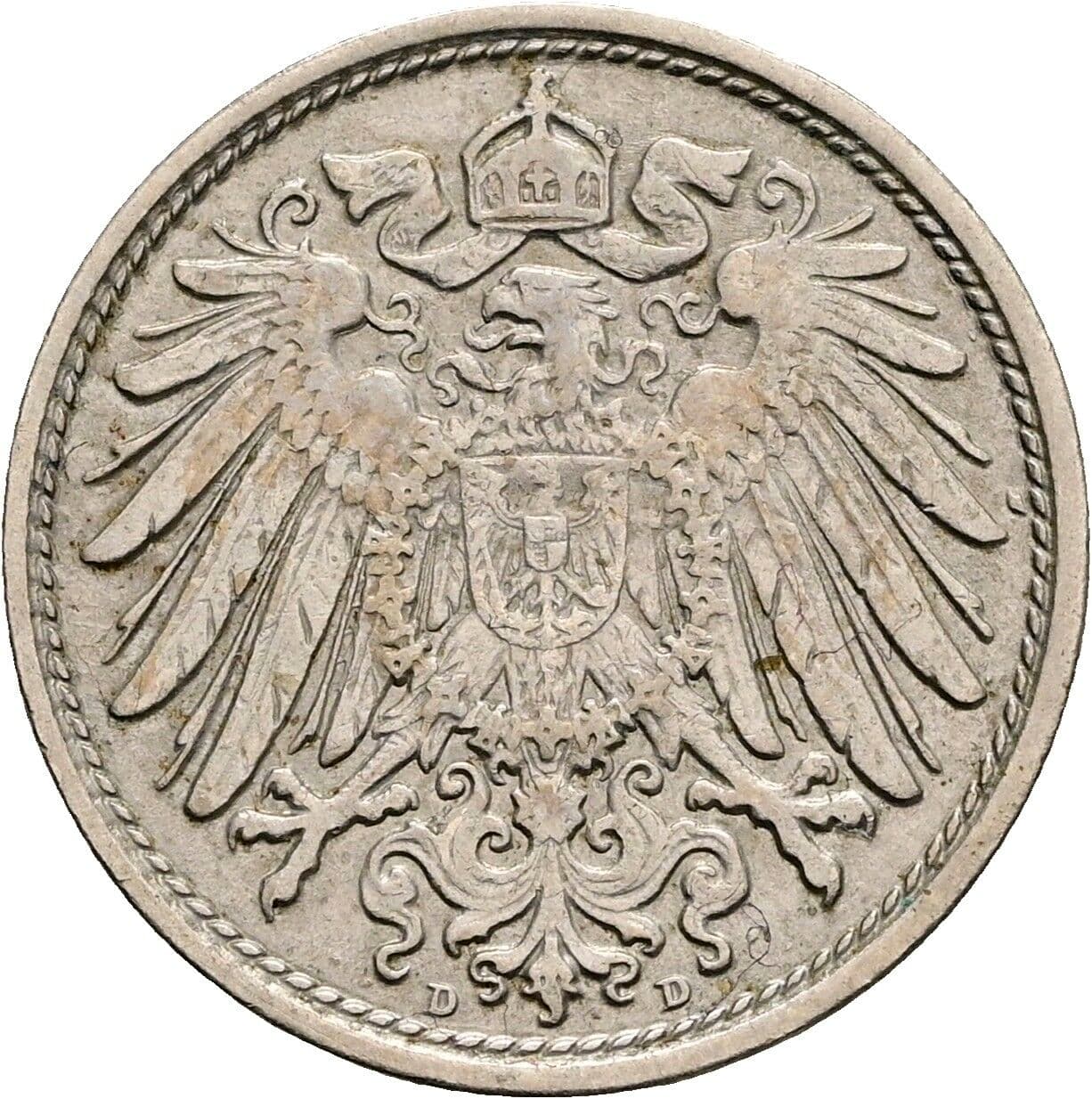 10 Pfennig 1910 D – Rückseite