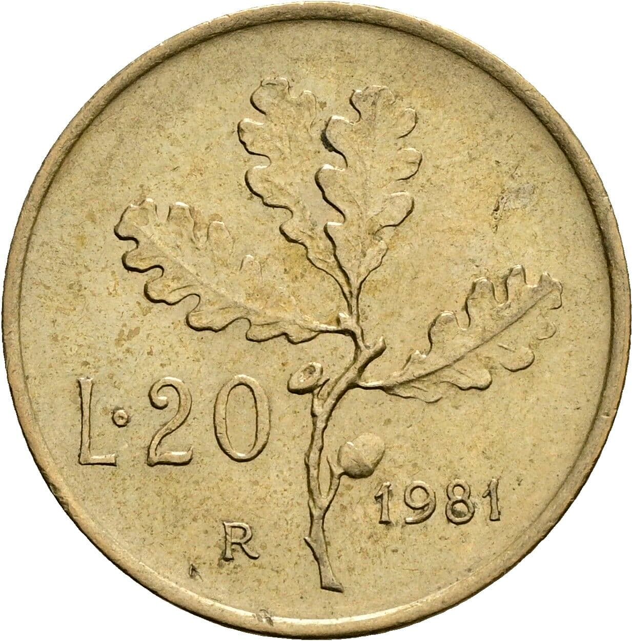 20 Lire 1981 – Rückseite