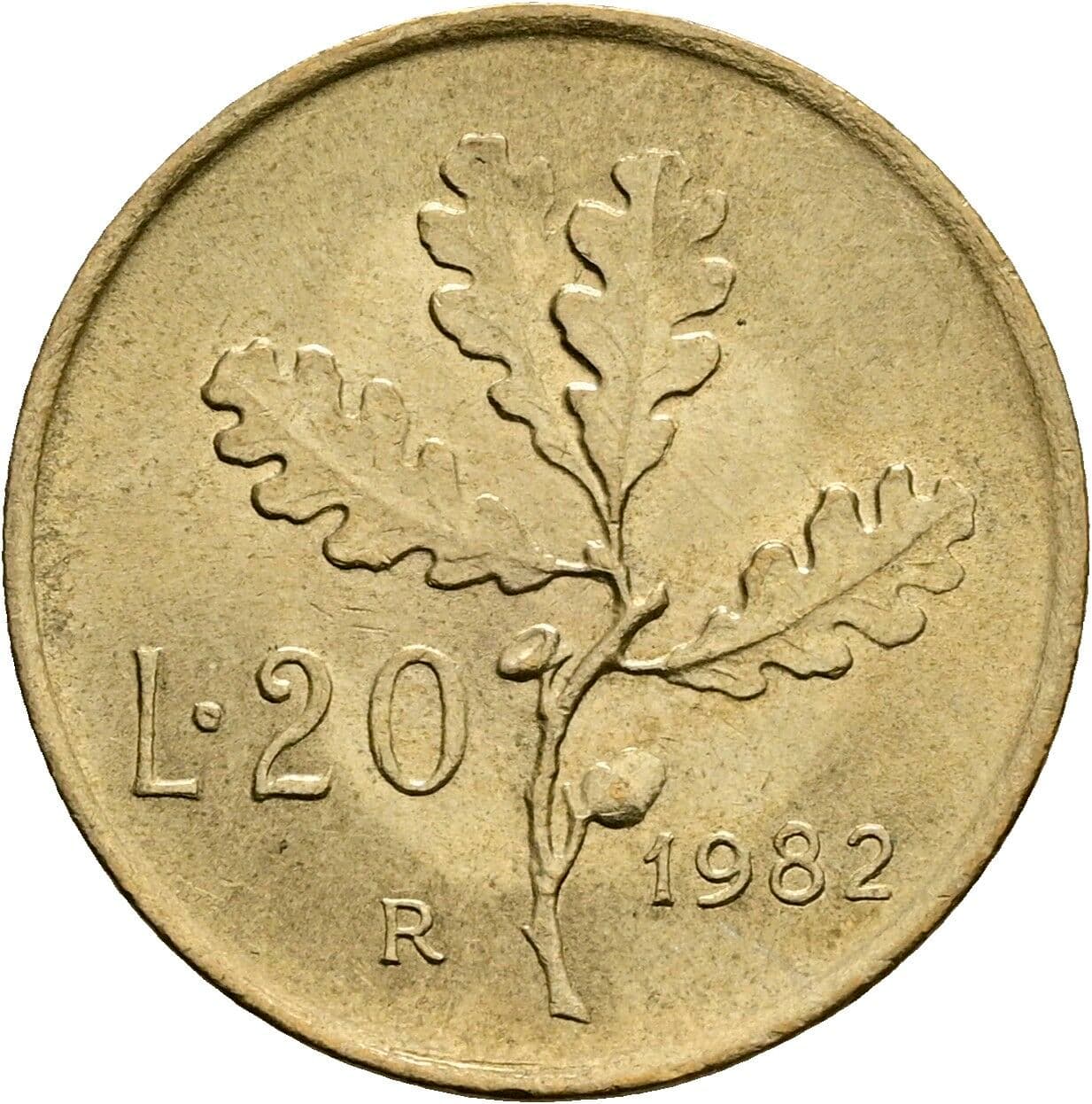 20 Lire 1982 – Rückseite