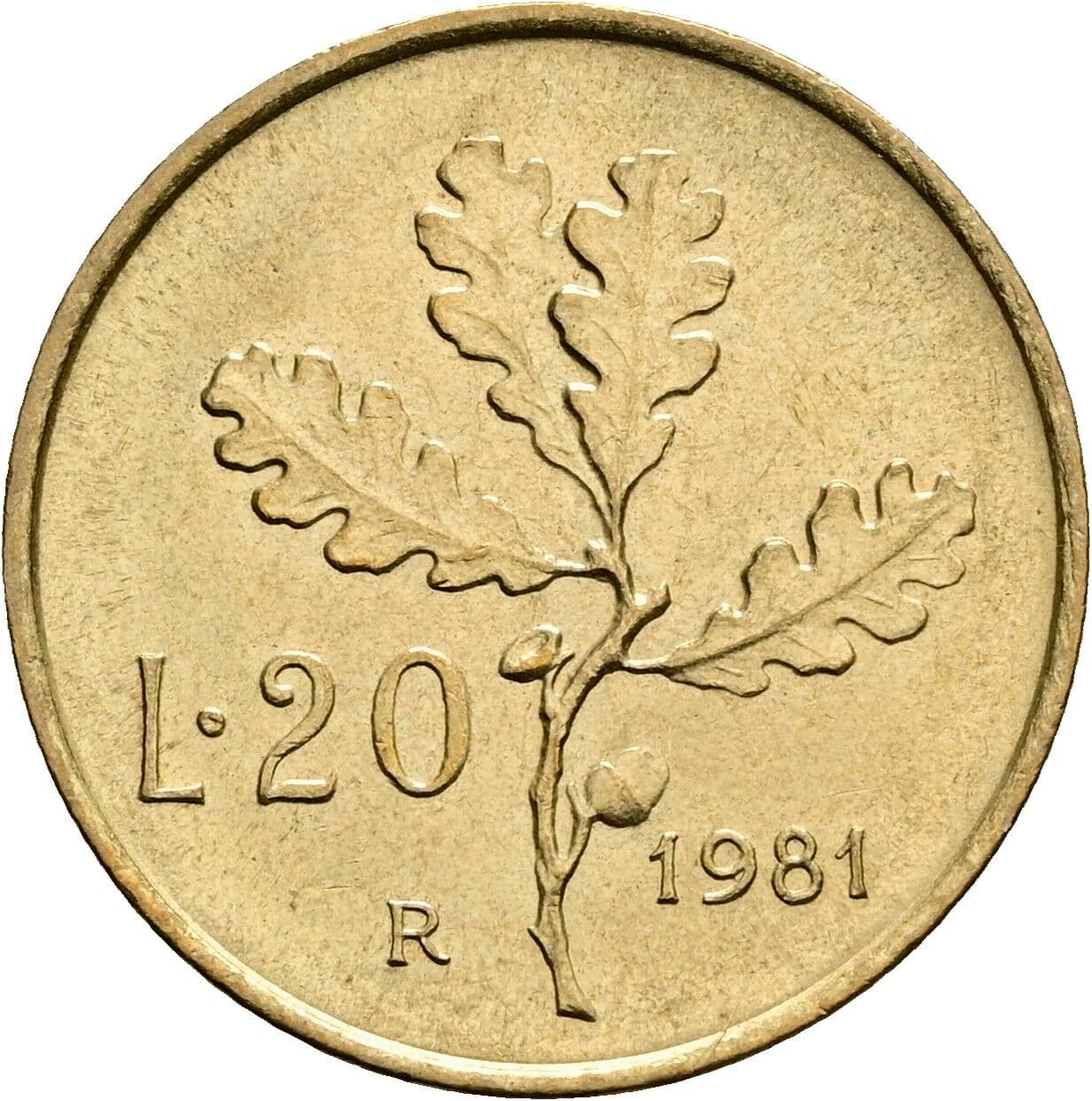 20 Lire 1981 – Rückseite