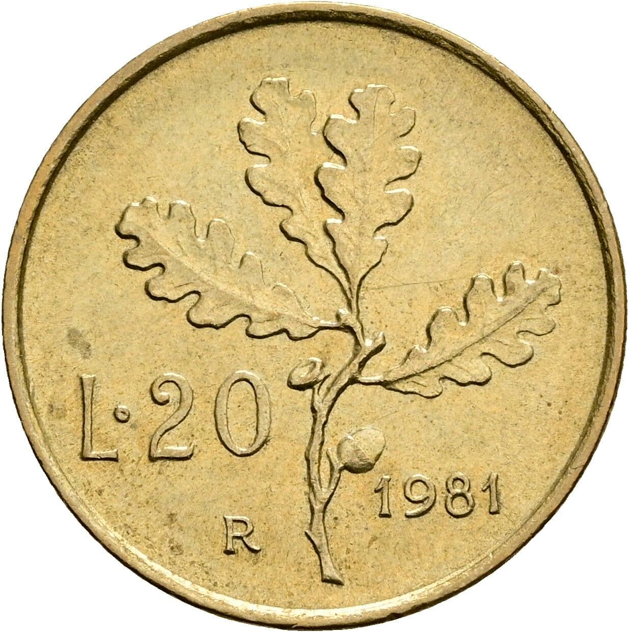 20 Lire 1981 – Rückseite