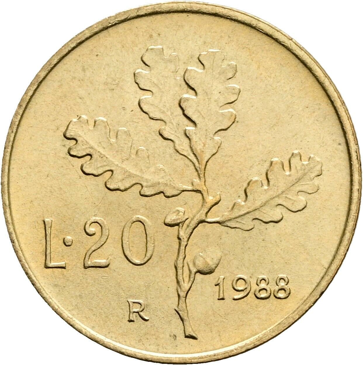 20 Lire 1988 – Rückseite