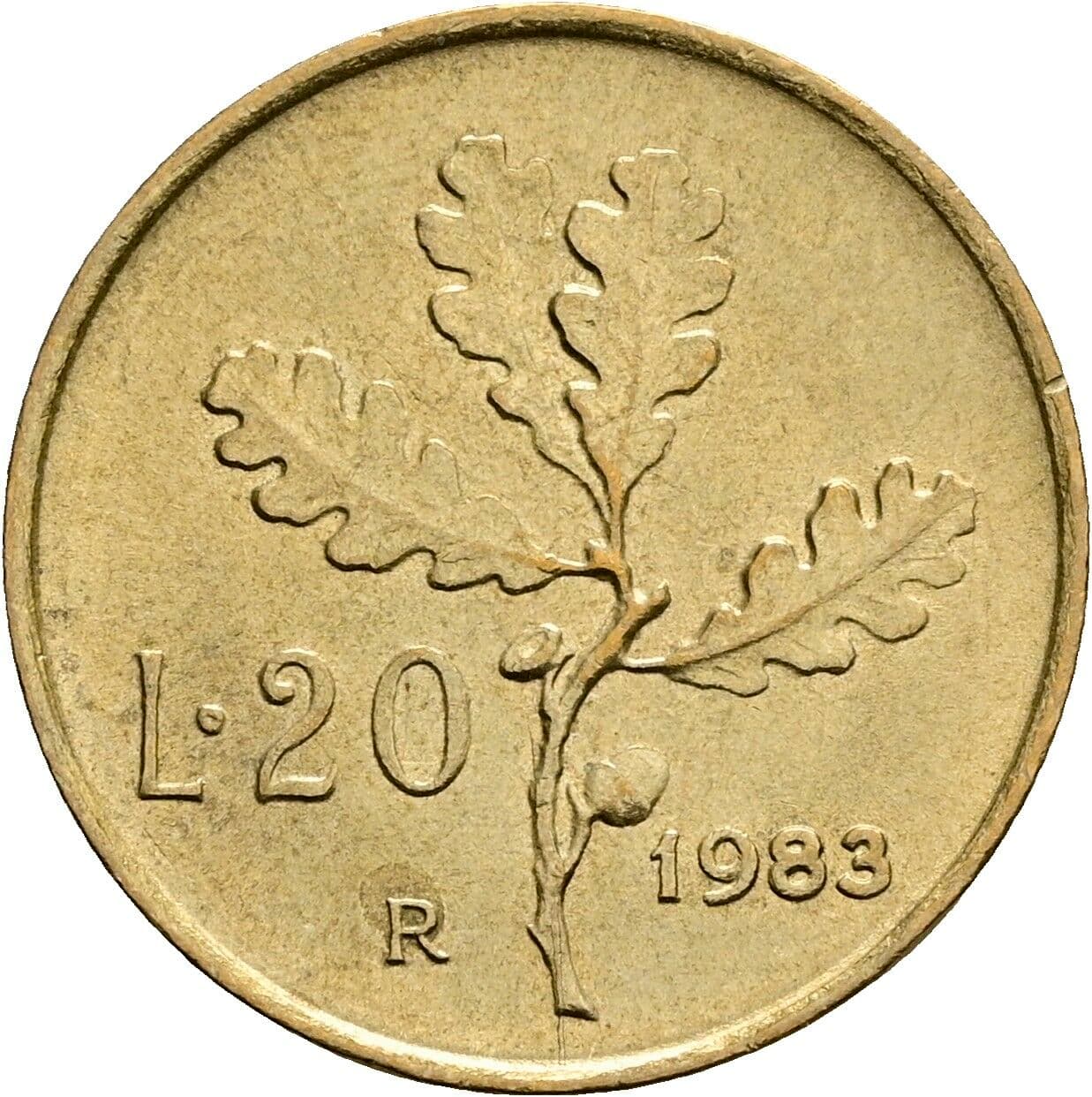 20 Lire 1983 – Rückseite