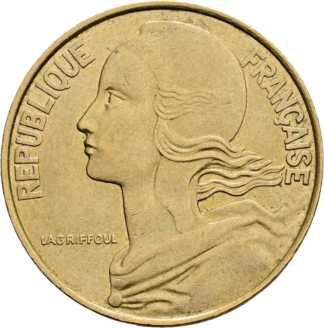 20 Centimes 1977 – Vorderseite
