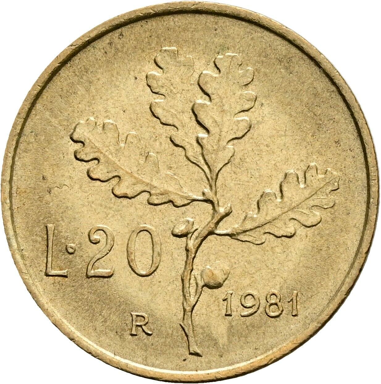 20 Lire 1981 – Rückseite
