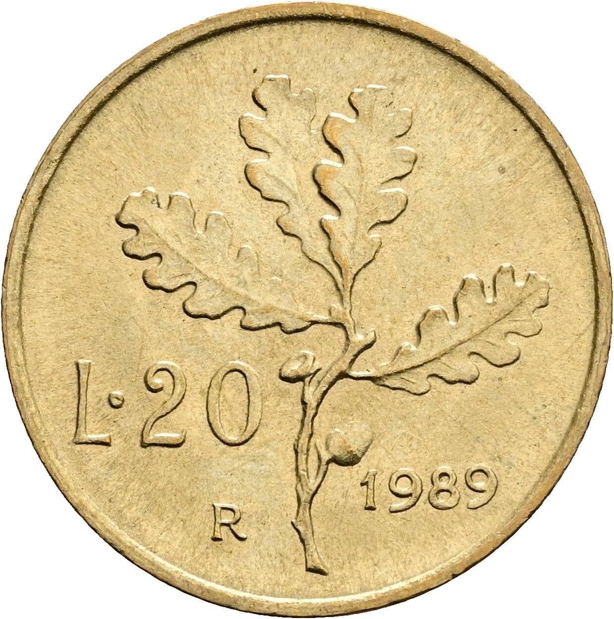 20 Lire 1989 – Rückseite
