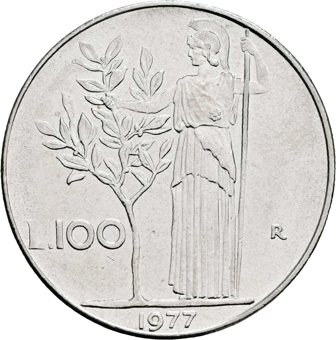 100 Lire 1977 – Rückseite