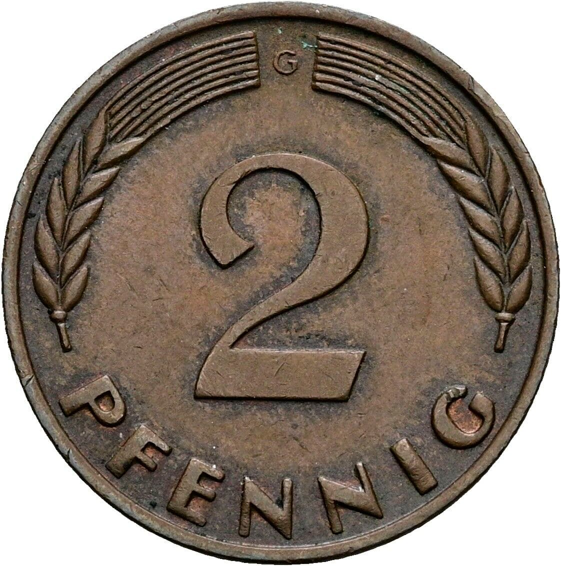 2 Pfennig 1966 G – Vorderseite