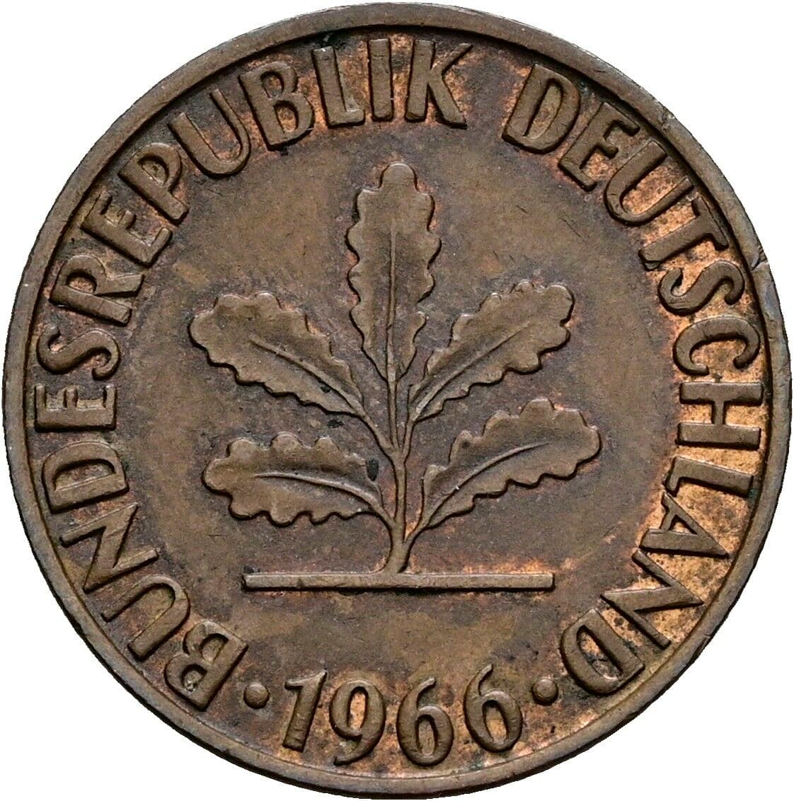 2 Pfennig 1966 G – Rückseite