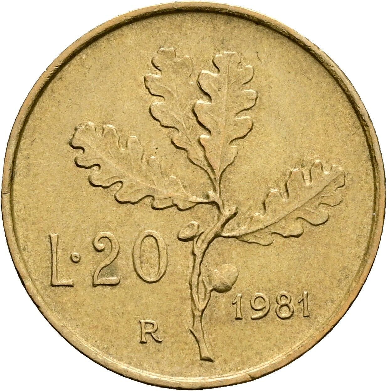 20 Lire 1981 – Rückseite