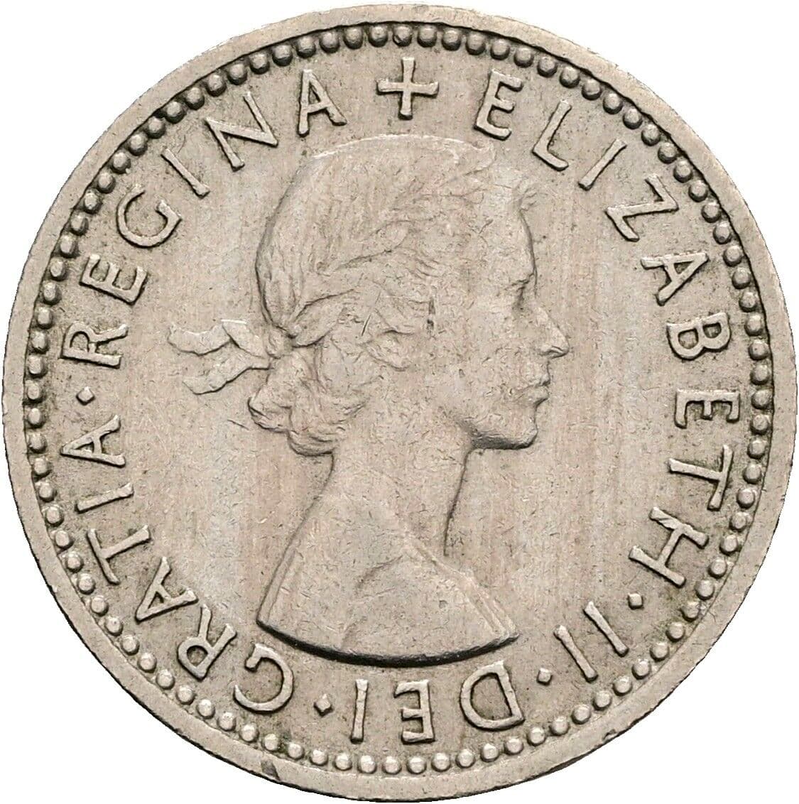 6 Pence Elisabeth II. 1952-2022 1960 – Vorderseite