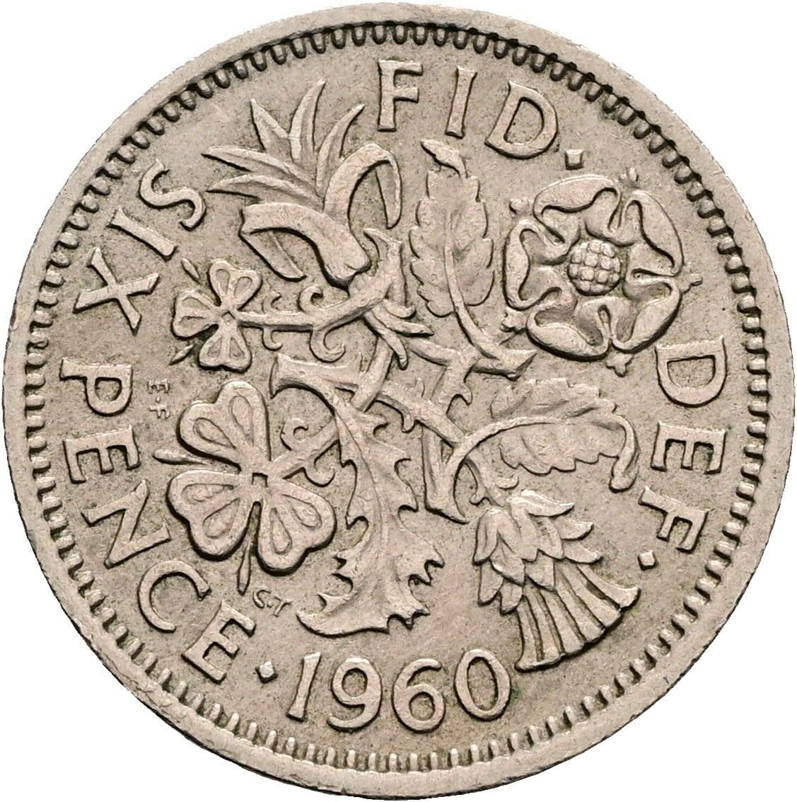 6 Pence Elisabeth II. 1952-2022 1960 – Rückseite