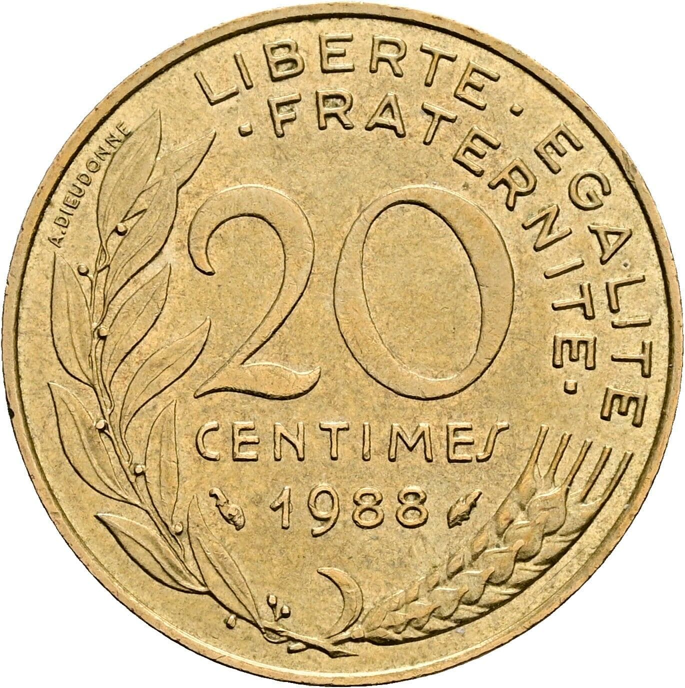 20 Centimes 1988 – Vorderseite