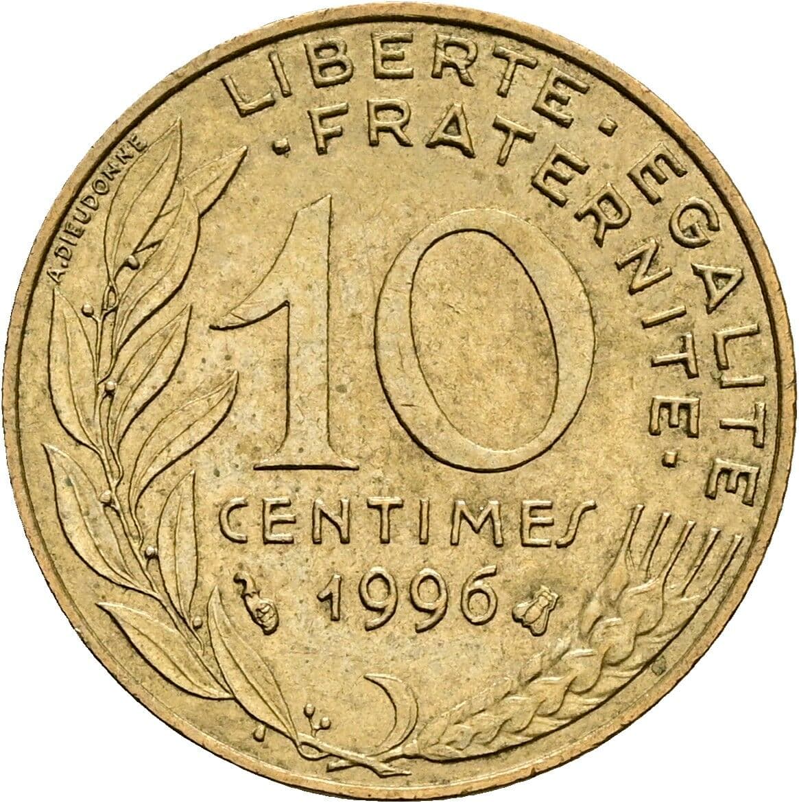 10 Centimes 1996 – Vorderseite