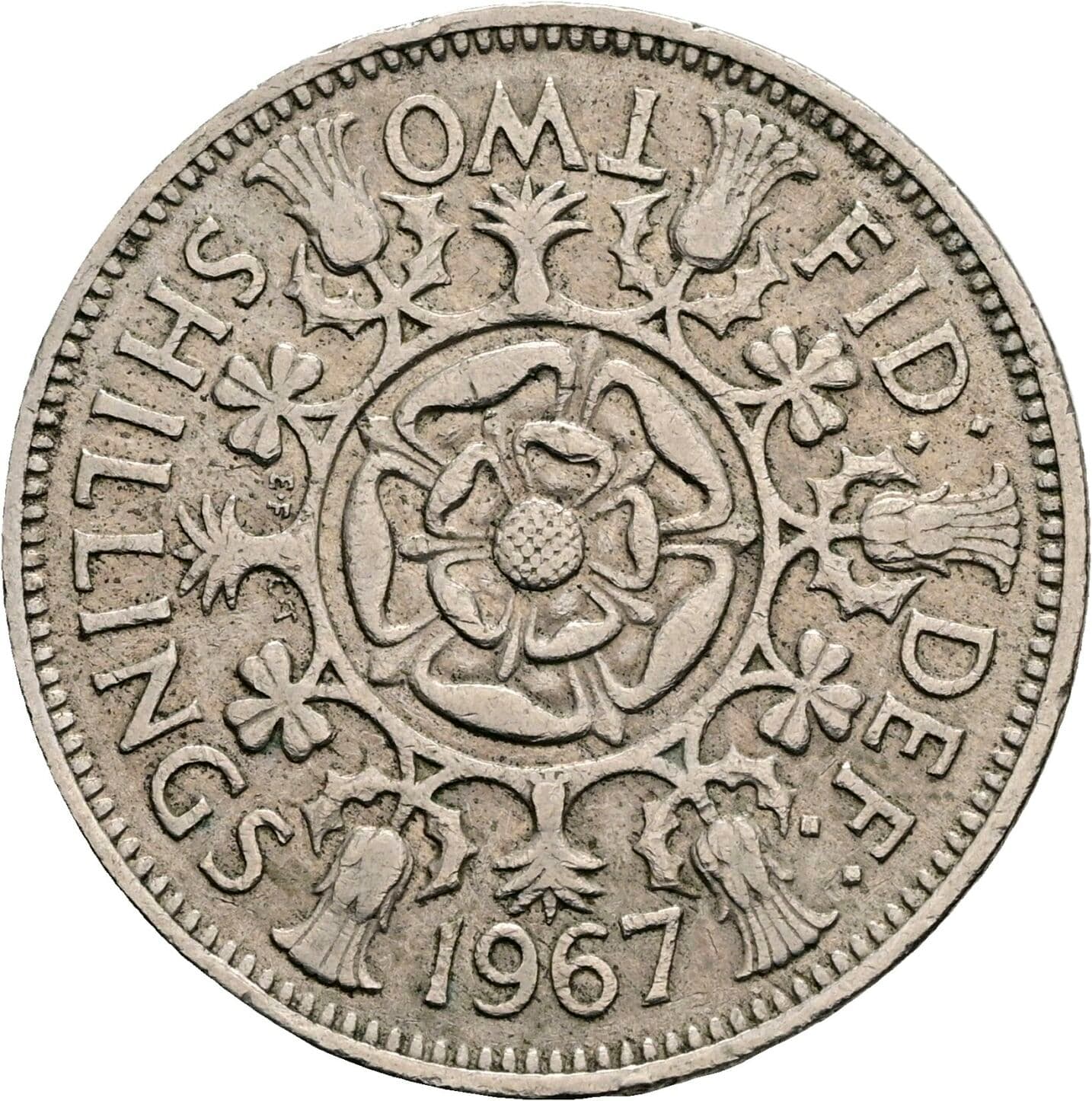 2 Shillings Elisabeth II. 1952-2022 1967 – Rückseite