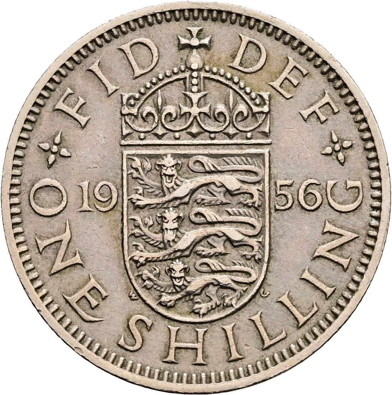 1 Shilling Elisabeth II. 1952-2022 1956 – Rückseite