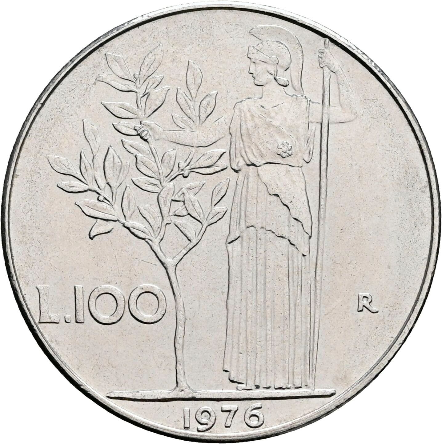 100 Lire 1976 – Rückseite