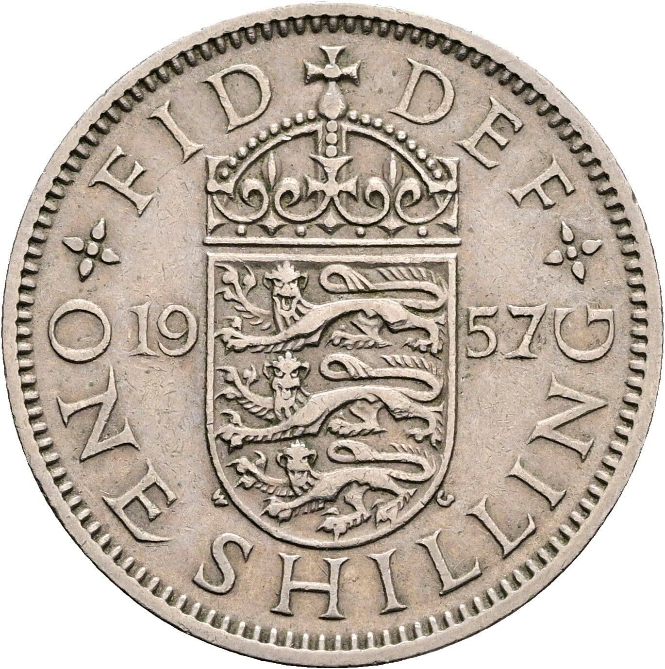 1 Shilling Elisabeth II. 1952-2022 1957 – Rückseite