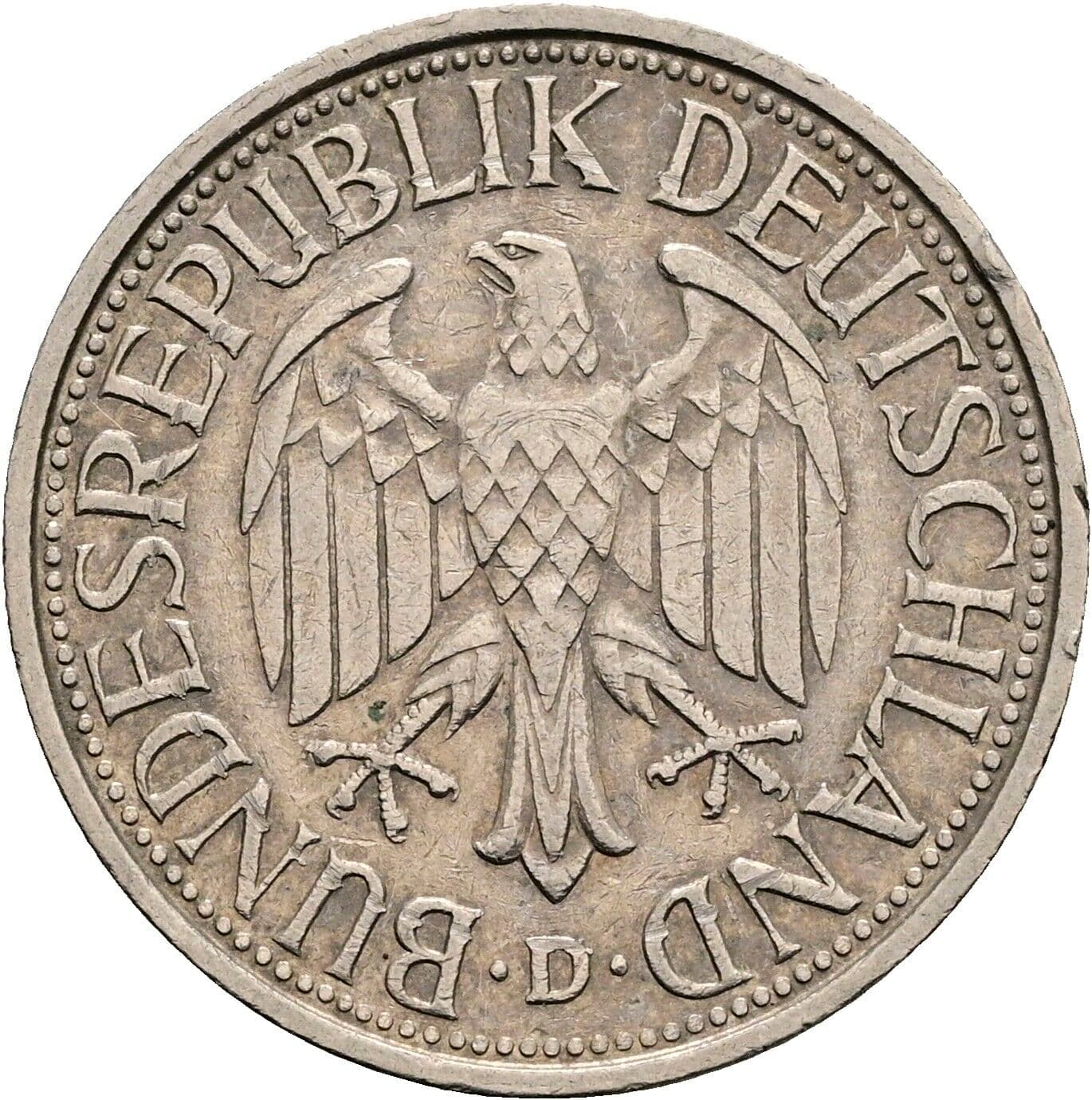1 Deutsche Mark 1977 D – Rückseite