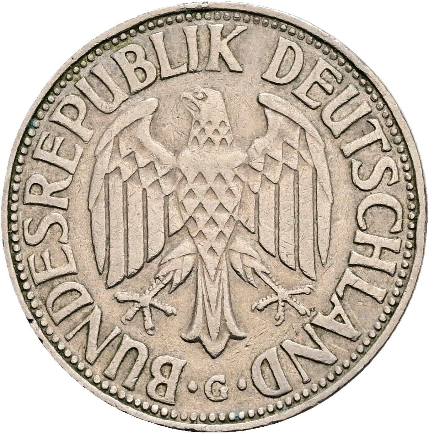 1 Deutsche Mark 1957 G – Rückseite