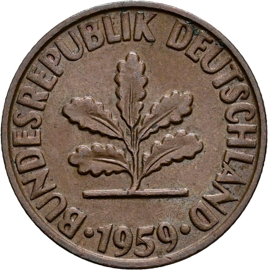 2 Pfennig 1959 G – Rückseite