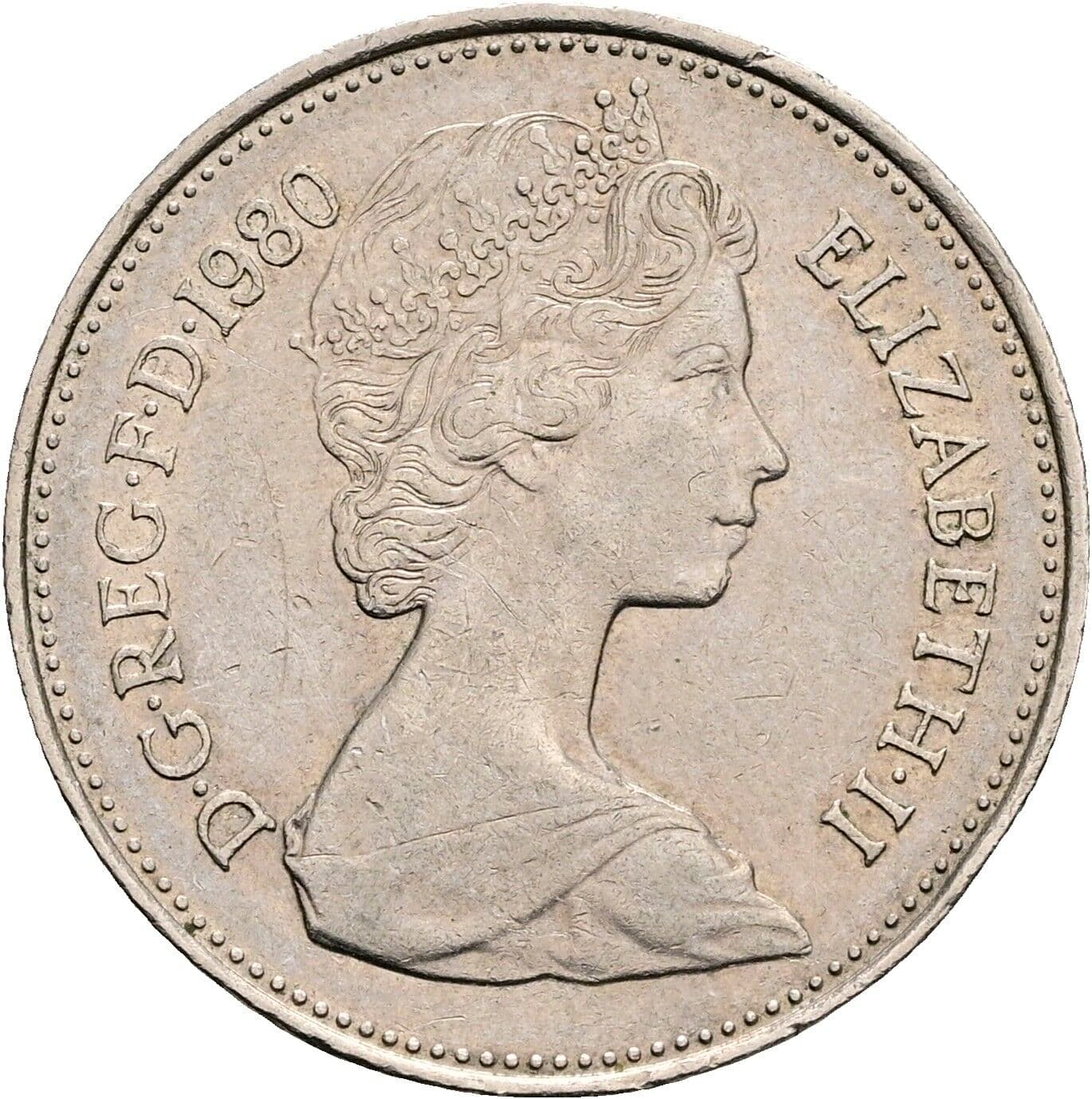 5 New Pence Elisabeth II. 1952-2022 1980 – Vorderseite