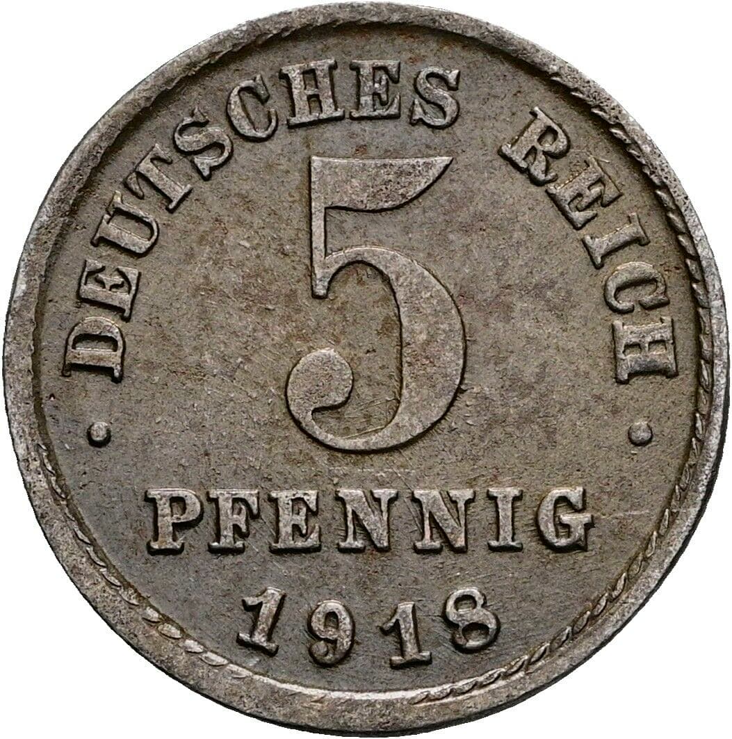 5 Pfennig 1918 F – Vorderseite