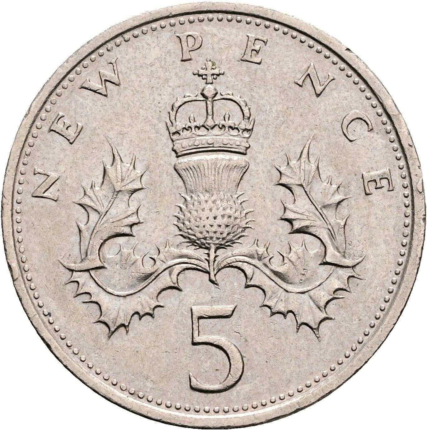 5 New Pence Elisabeth II. 1952-2022 1980 – Rückseite